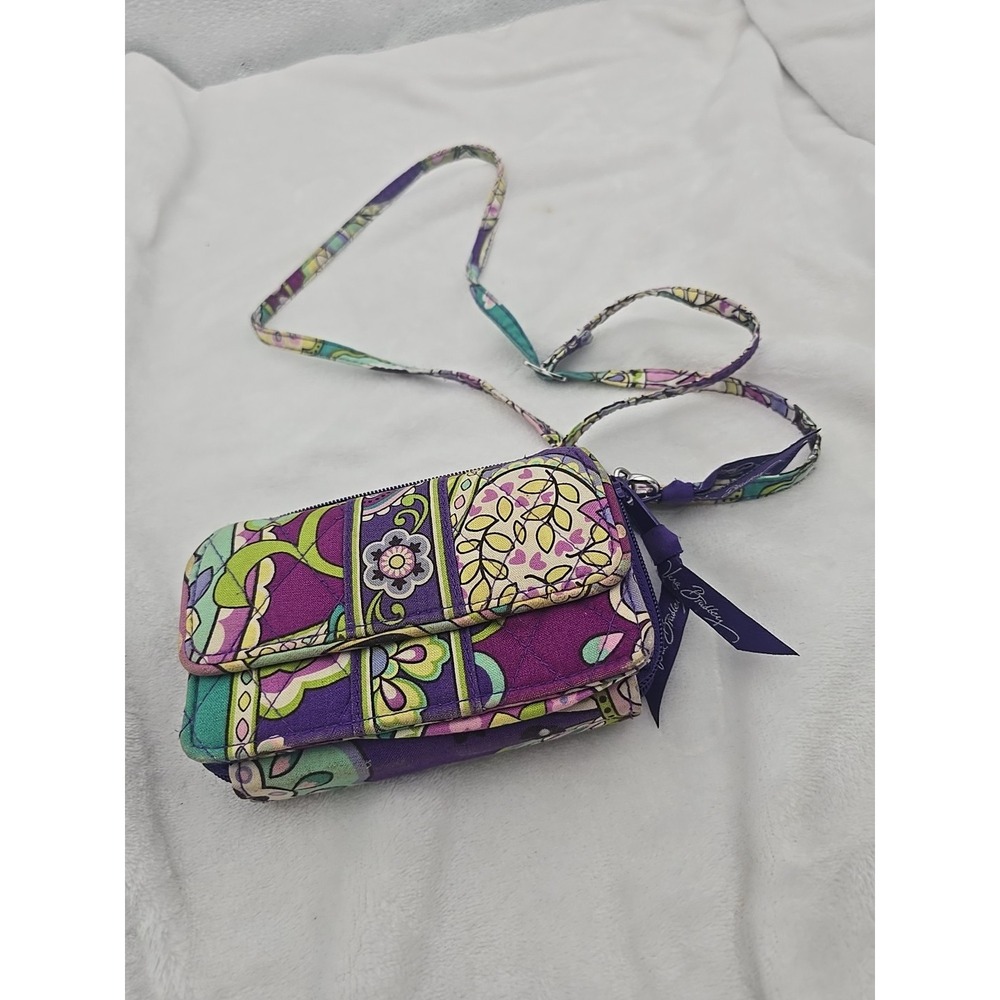 VERA BRADLEY Midnight Blues Double Zip- 2in1 Wallet Detachable Strap‎ Crossbody